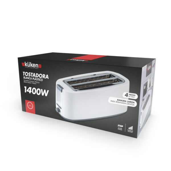 TORRADEIRA PLÁSTICO GRANDE (1400W- 4 PEÇAS - BRANCA) KÜKEN - Image 4