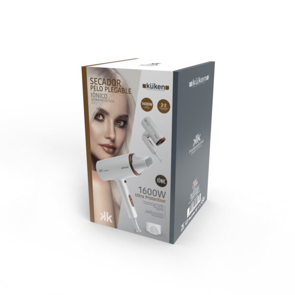 SECADOR DE CABELO IÓNICO PROFISSIONAL (1600W - DOBRÁVEL - BRANCO) KÜKEN - Image 4